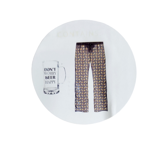 Lord's Rocks Don’t Worry Beer Happy Men’s Fleece Pajama Pants Beer Mug Size XL - Picture 2 of 4
